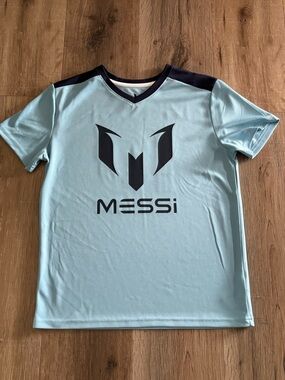 MESSi Boys XL Light Blue Athletic Tee with Dark Navy Accents